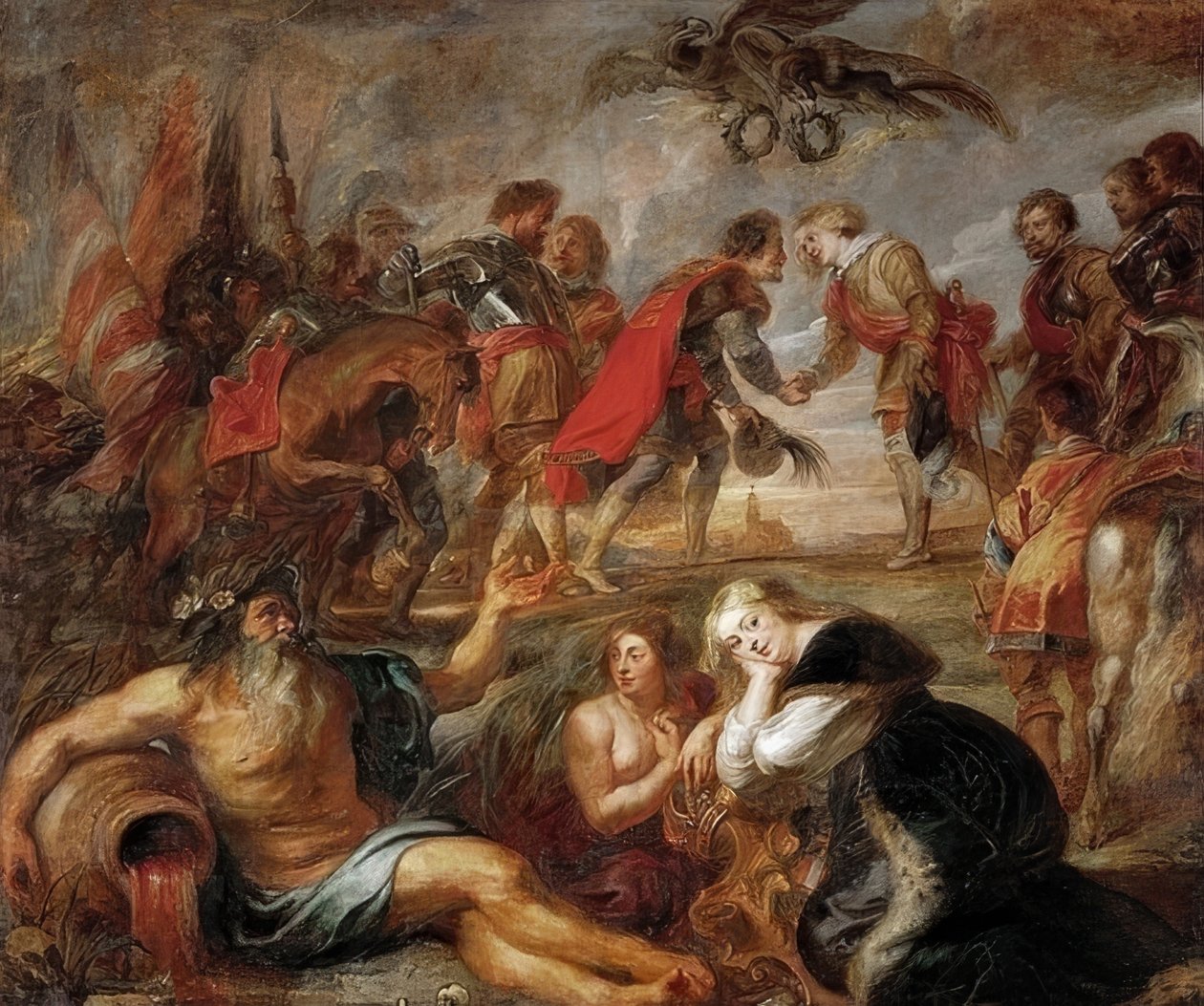 Möte av kung Ferdinand av Ungern med kardinal Infante Ferdinand före slaget vid Nördlingen. 1634/35 av Peter Paul Rubens