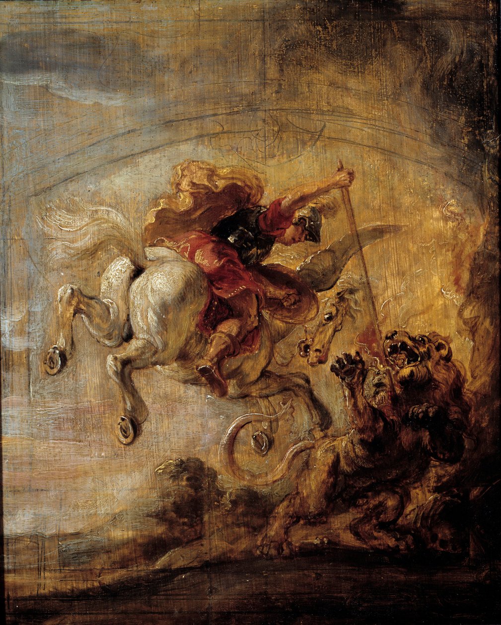 Bellerophon klättrar på Pegase genom sitt spjut chimeren Målning av Pierre Paul (Pierre-Paul) Rubens (eller Peter Paul eller Petrus Paulus) (1577-1640) av Peter Paul Rubens