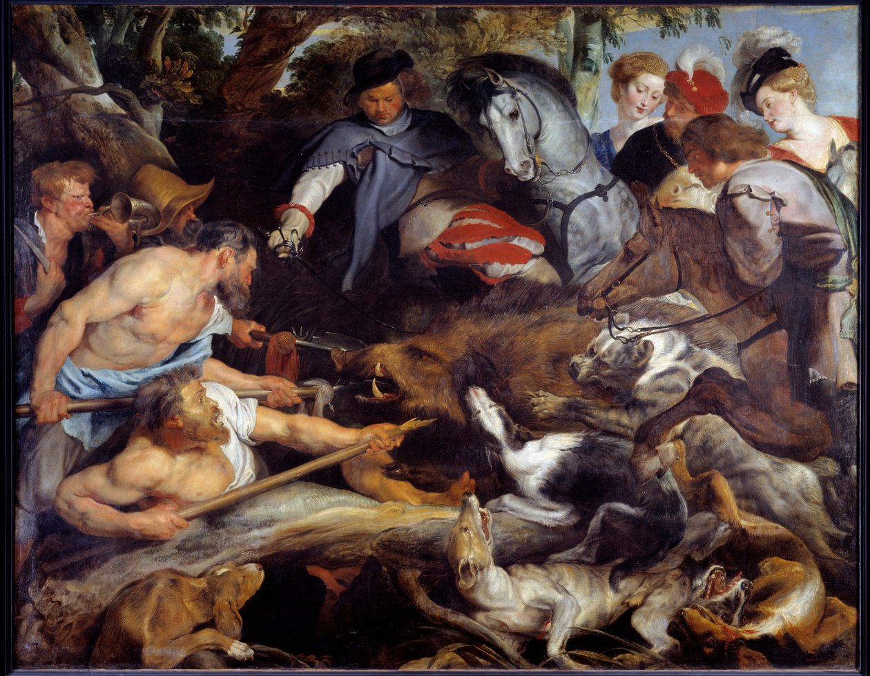 Galtjakt. Målning av Pierre Paul (Pierre-Paul) Rubens (eller Peter Paul eller Petrus Paulus) (1577-1640) av Peter Paul Rubens