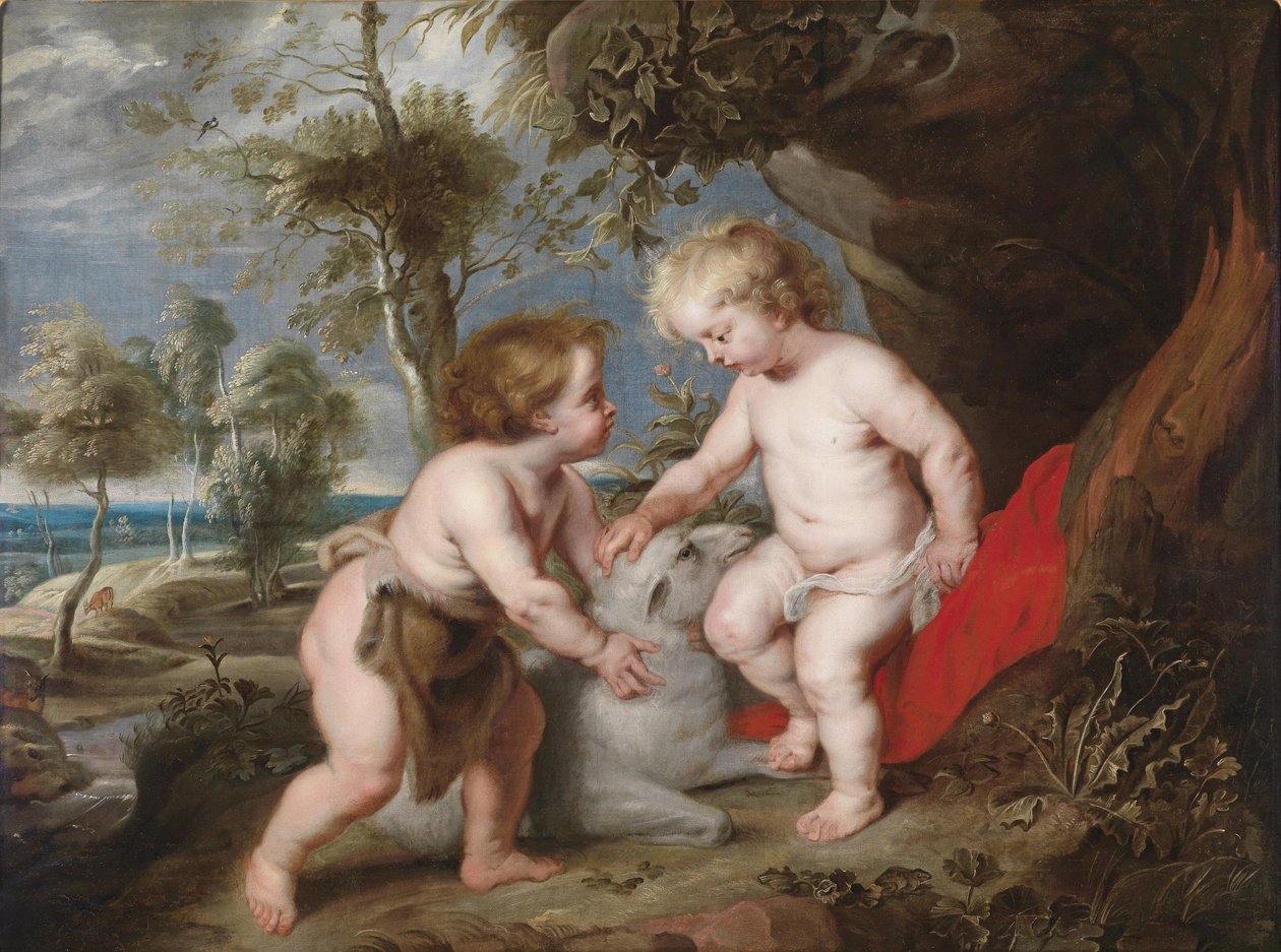 Kristus och Johannes Döparen som barn av Peter Paul Rubens