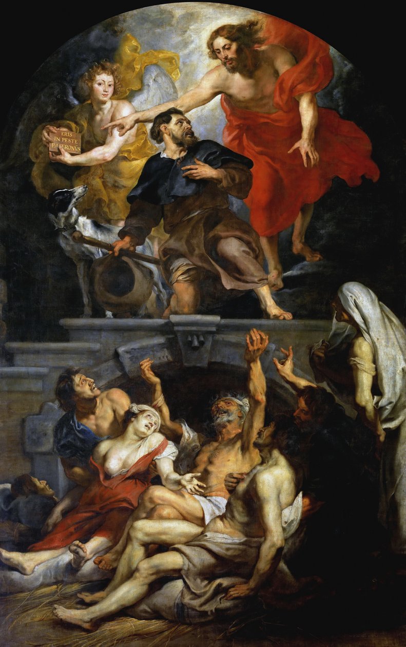 Kristus utnämnde Saint Roch till skyddshelgon för pestoffren, 1623-1626. av Peter Paul Rubens