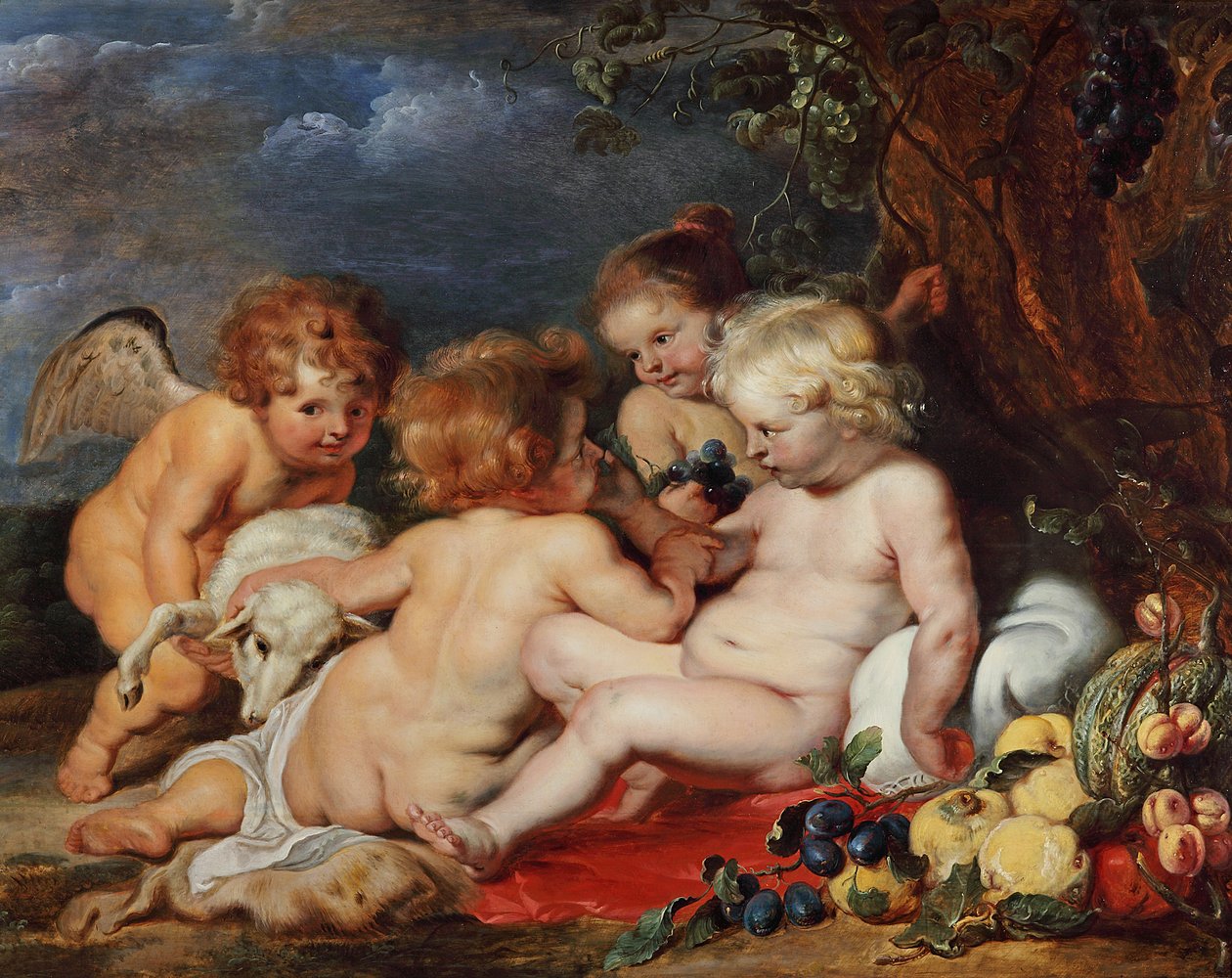 Kristus med den unge Johannes och änglar av Peter Paul Rubens