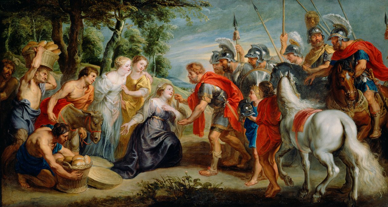 David möter Abigail av Peter Paul Rubens