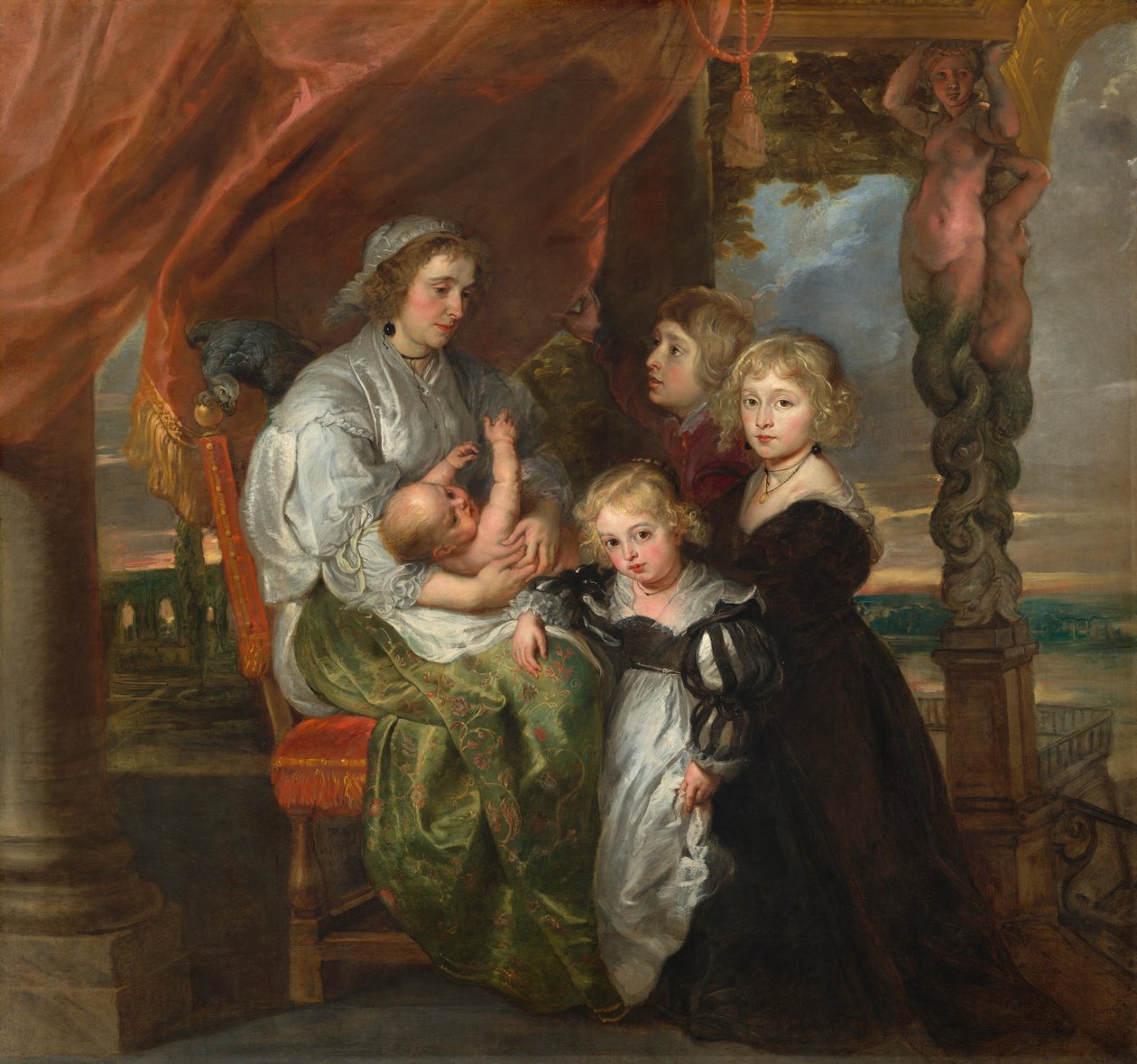 Deborah Kip, hustru till Sir Balthasar Gerbier, och hennes barn, 16291630, omarbetad prob. mitten av 1640-talet av Peter Paul Rubens
