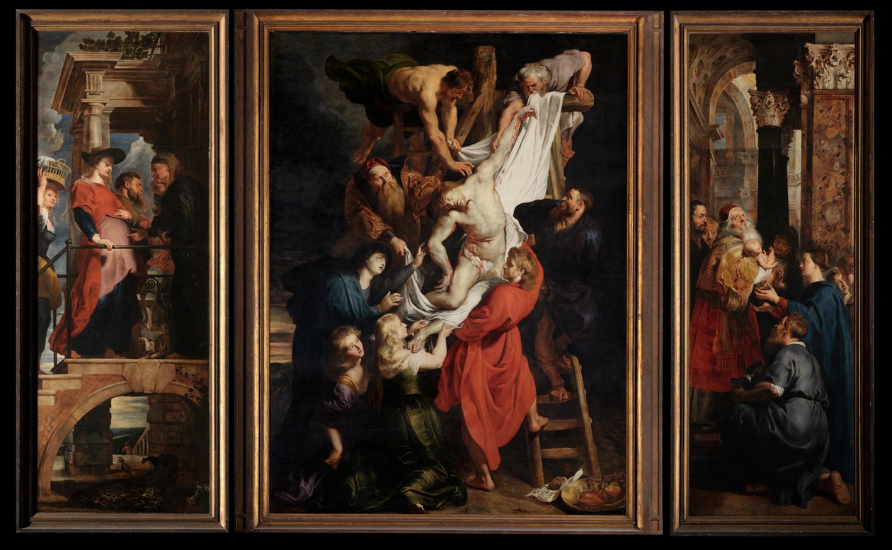Nedstigning från korset, ca 1612-14 (olja på panel) av Peter Paul Rubens