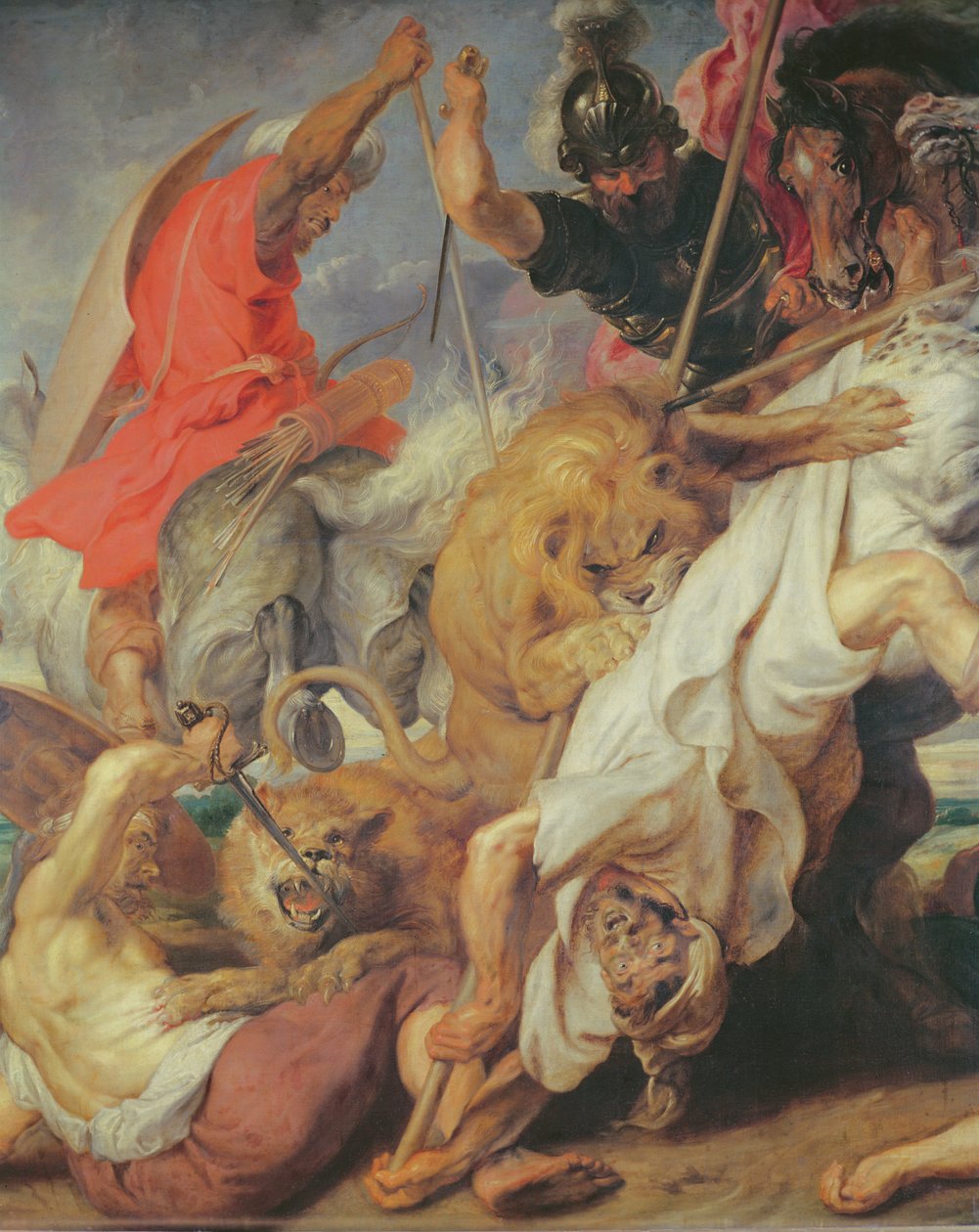 Detalj av Lejonjakten, 1621 olja på duk se 203326 och 196202 av Peter Paul Rubens