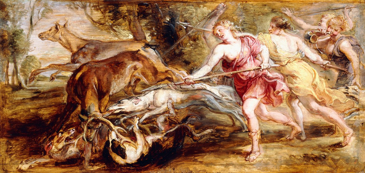Diana och hennes nymferjakt - en modell, av Peter Paul Rubens