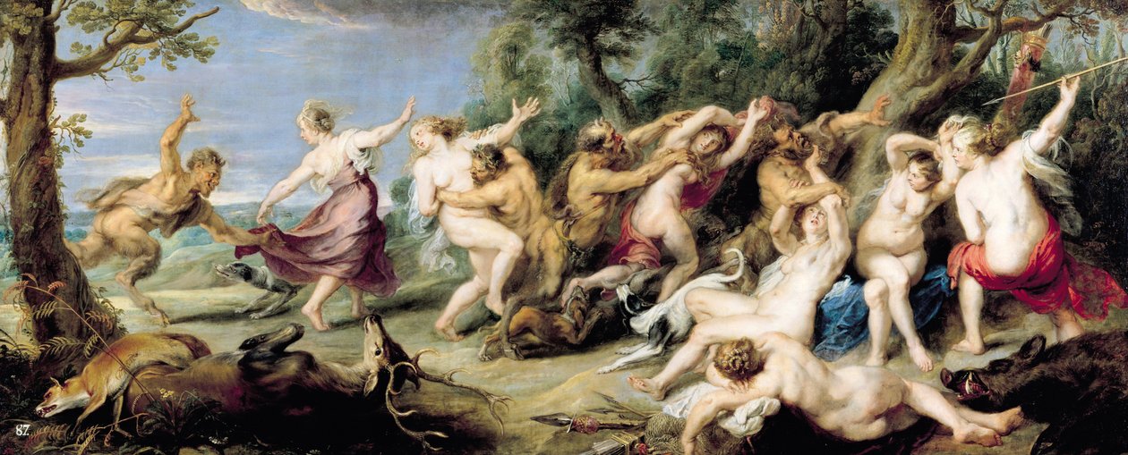 Diana och hennes nymfer överraskade av fauner, 1638-40 av Peter Paul Rubens
