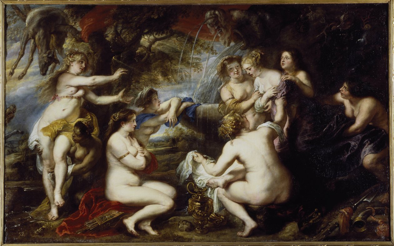 Diane och Callisto - Olja på duk av Peter Paul Rubens