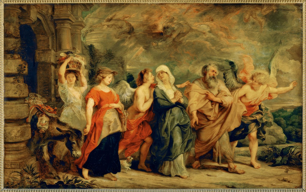 Lots och hans familjs flykt från Sodom av Peter Paul Rubens
