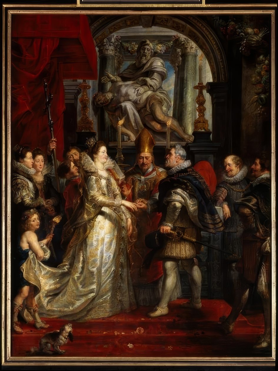 Prinsessan Maria de Medicis äktenskap per procurationem med kung Henrik IV av Peter Paul Rubens