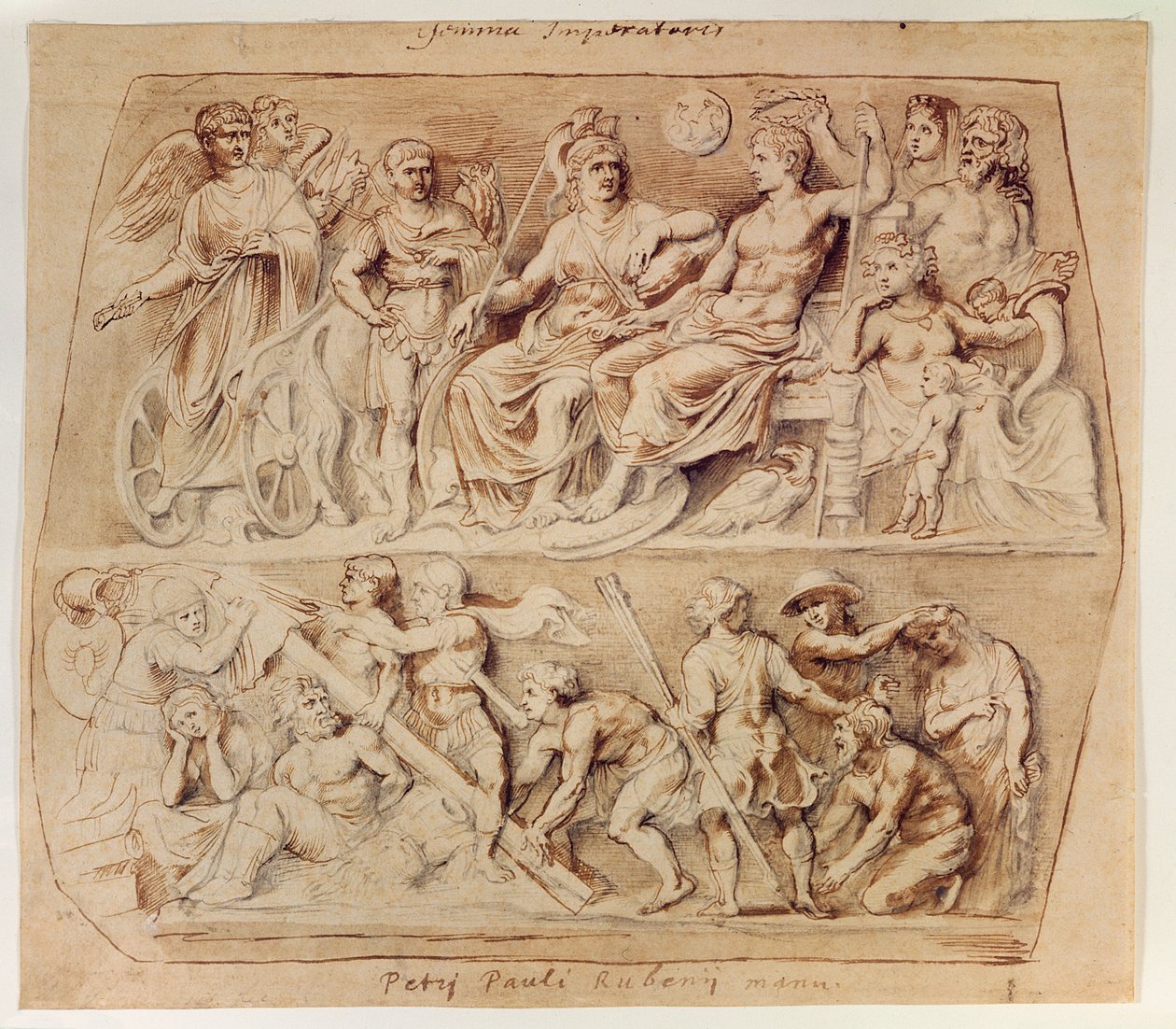 Ritning av Gemma Augustea (penna och bläck och penna på papper) av Peter Paul Rubens
