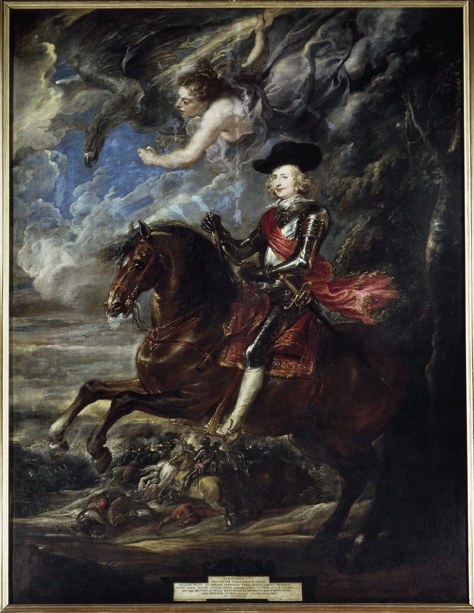 Ryttarporträtt av kardinal spädbarn Ferdinand av Österrike vid slaget vid Nördlingen - Olja på duk, cirka 1636 av Peter Paul Rubens