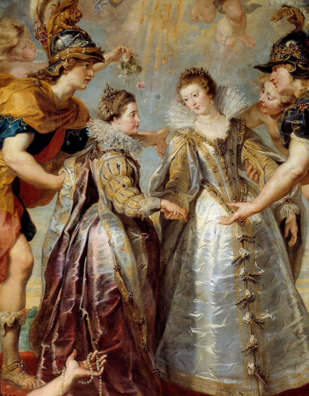 Utbyte av de två prinsessorna av Frankrike och Spanien vid floden Bidassoa i Hendaye, 1615-11-9 Allegorisk representation av äktenskapet mellan Anne av Österrike och Ludvig XIII å ena sidan, mellan Isabella av Frankrike (1602-1644) och Filip IV på den andr av Peter Paul Rubens