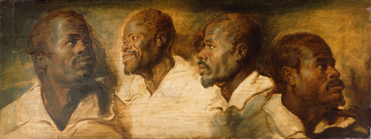 Fyra studier av manligt huvud, ca 1617-1620 av Peter Paul Rubens