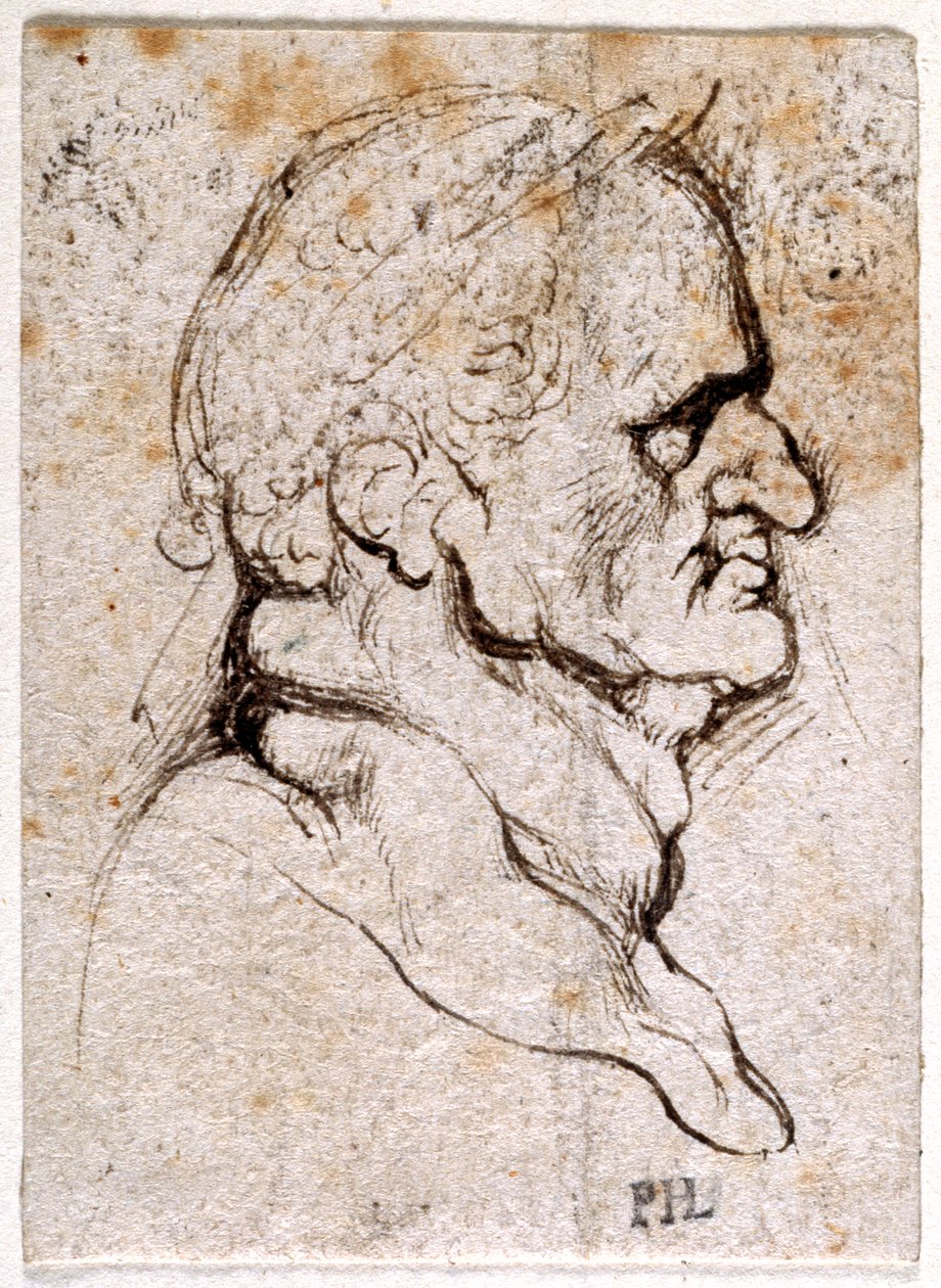 Galba, från tio teckningar av åtta av de första tolv Caesarerna, efter Giovanni da Cavinos medaljer (penna och bläck på papper) av Peter Paul Rubens