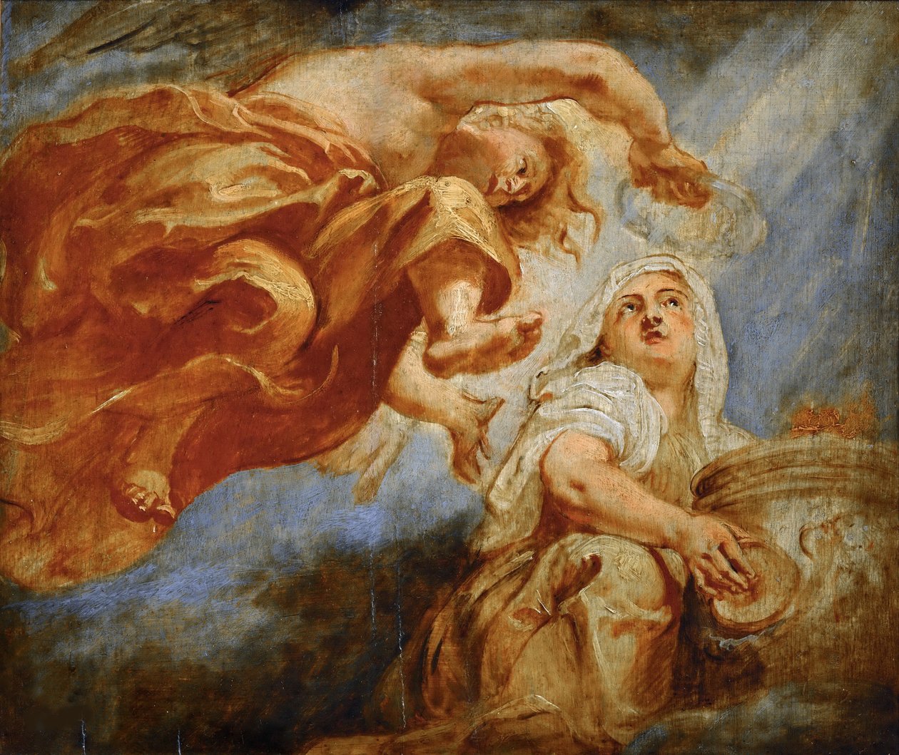Genius krönande religion. Skiss för apoteos av kung James I av Peter Paul Rubens