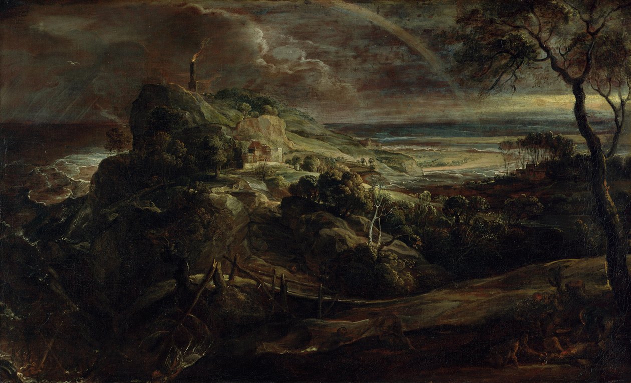 Tyska: Landschaft mit dem Schiffbruch des Paulus Landskap med skeppsbrottet Paulus av Peter Paul Rubens