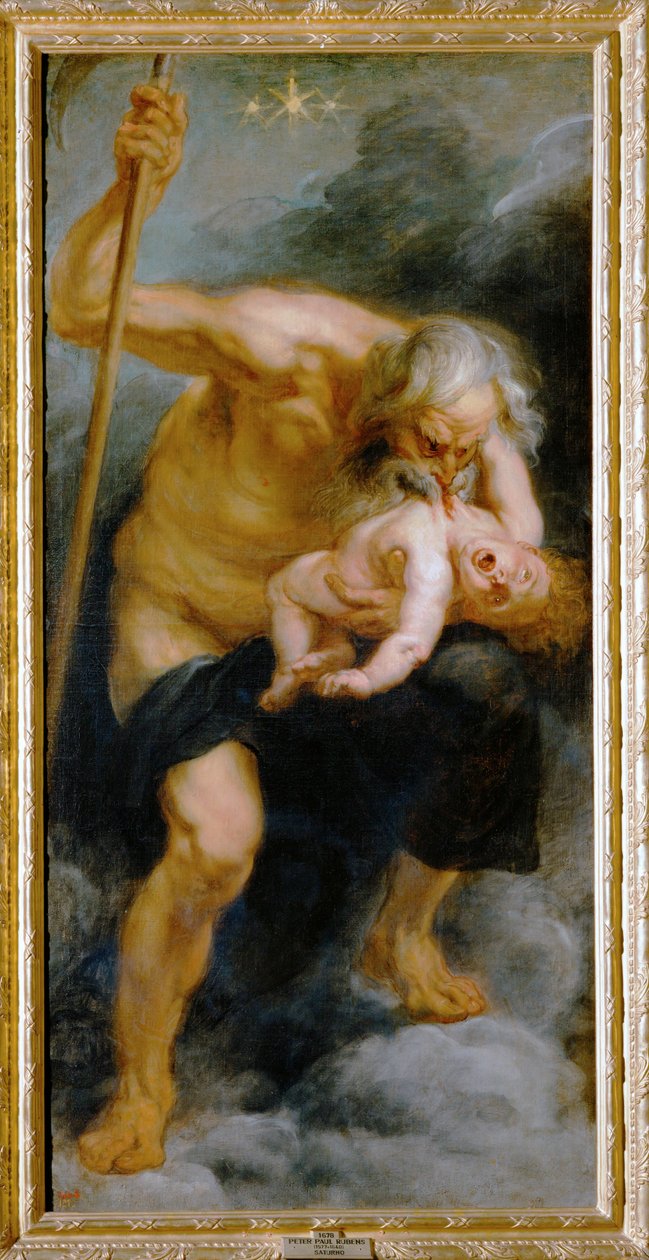 Gud Saturnus slukar sin son (målning på duk) av Peter Paul Rubens
