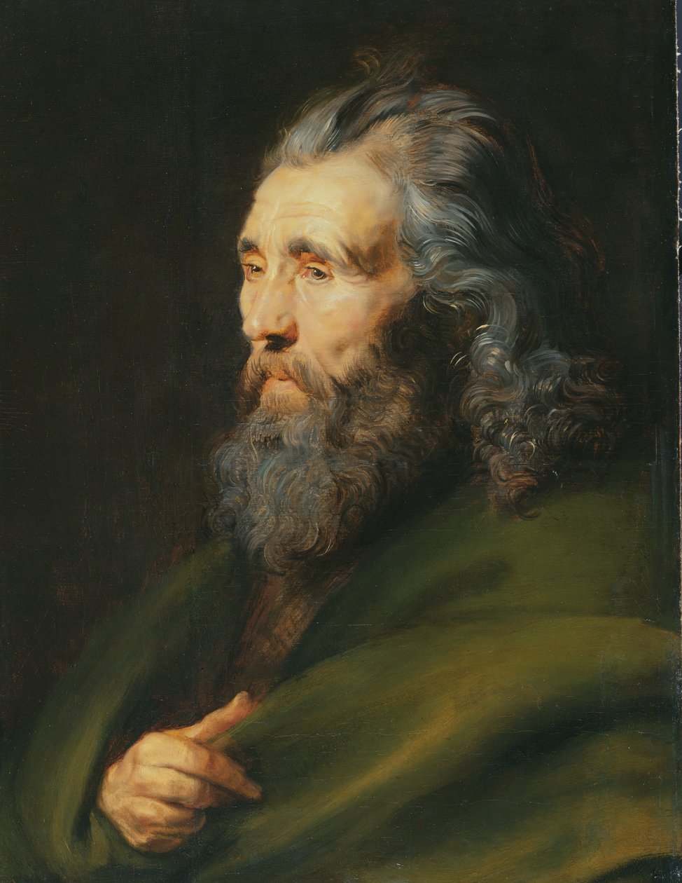 Huvudstudie av en skäggig man, ca 1617 av Peter Paul Rubens