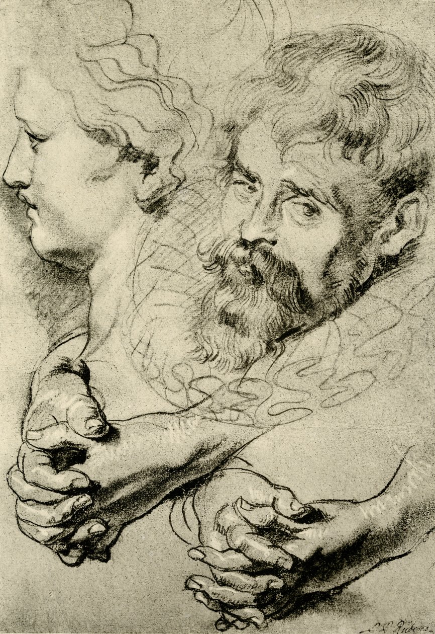 Huvud- och handstudier av Peter Paul Rubens