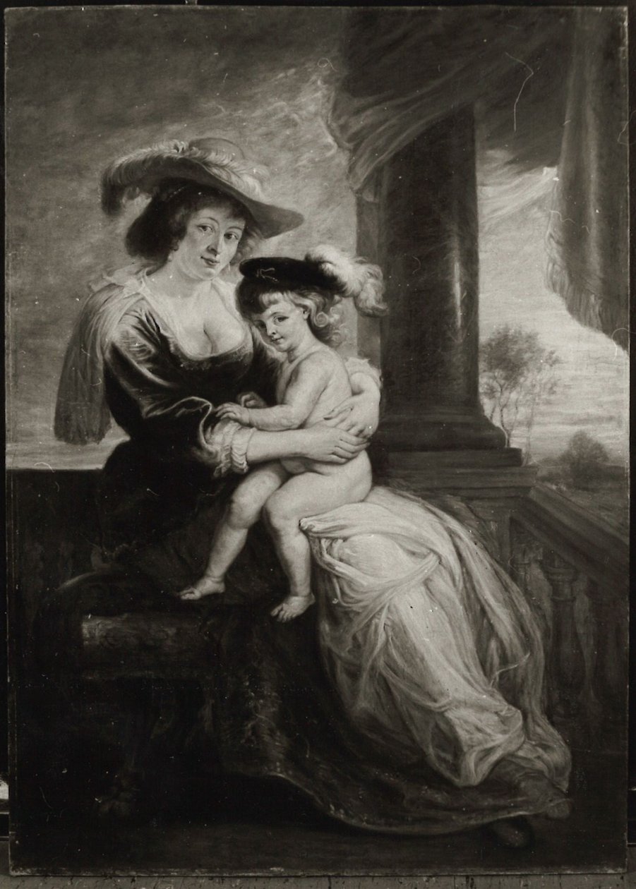Helene Fourment och sonen Frans (kopia efter) av Peter Paul Rubens