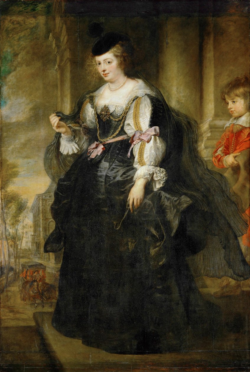 Helene Fourment med vagn (målning på trä) av Peter Paul Rubens
