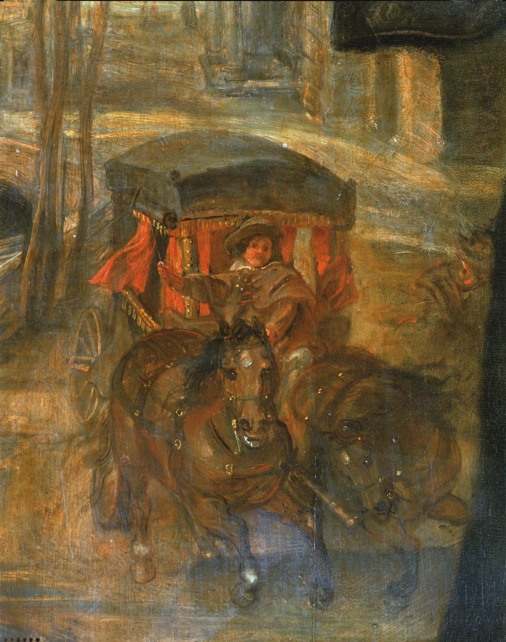 Helene Fourment med vagn (målning på trä) av Peter Paul Rubens