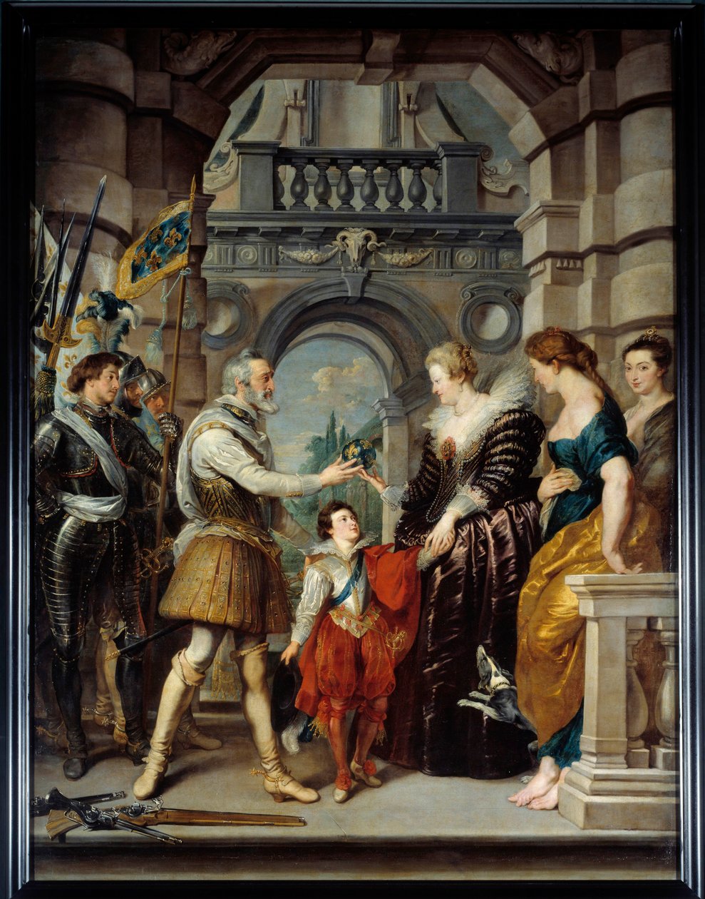 Henrik IV (1543-1610) lämnade för det tyska kriget och anförtrodde drottning Mary av Medicis (1573-1642) regeringen i hans rike den 20 mars av Peter Paul Rubens