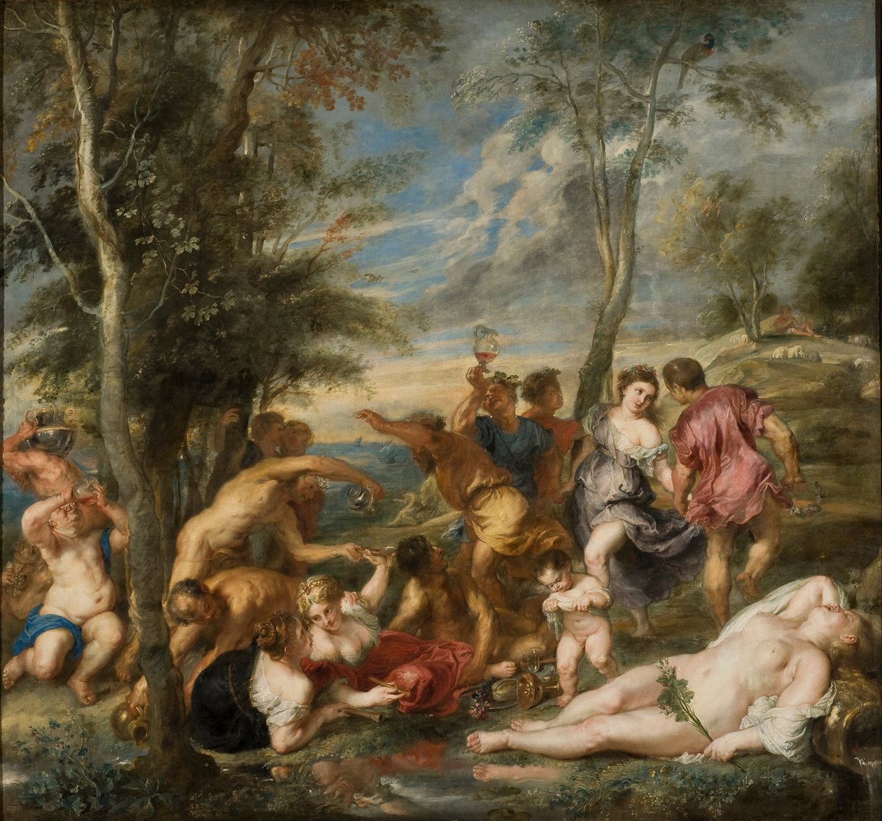 La Bacchanale des Andriens (et Ariane endormie) - The Bacchanal of the Andrians - Rubens, Pieter Paul (1577-1640) - 1630-talet - Olja på duk - 200x215 - Nationalmuseum Stockholm av Peter Paul Rubens