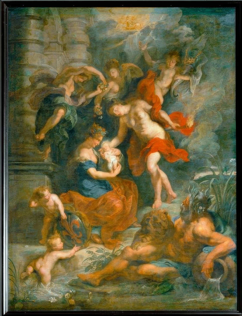 Drottning Marie de Medicis födelse i Florens den 26 april 1573 av Peter Paul Rubens