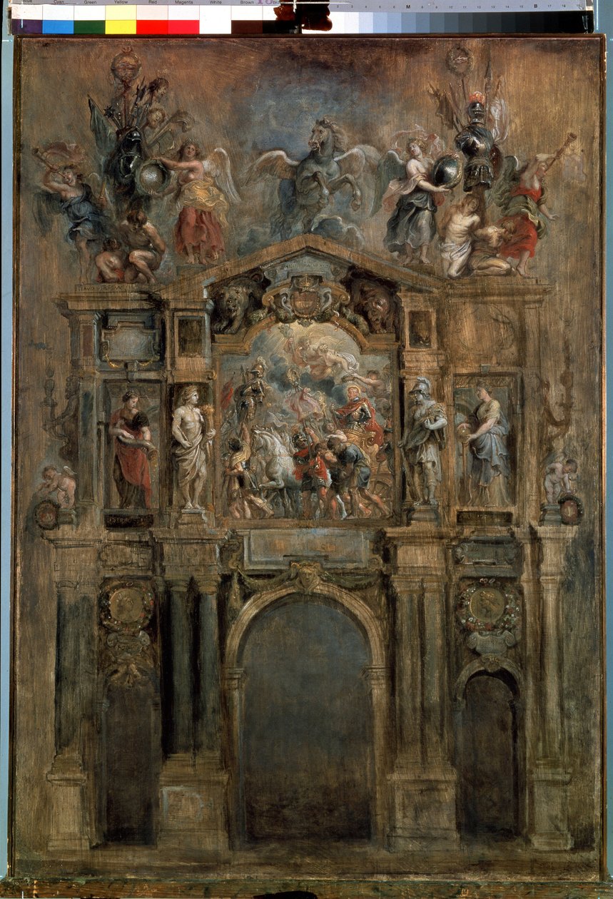 Ferdinands båge (Ferdinands båge). Gjord för ankomsten till Nederländerna av den spanska guvernören, kardinal spädbarn Don Ferdinand av Österrike (eller Ferdinand av Habsburg) av Peter Paul Rubens