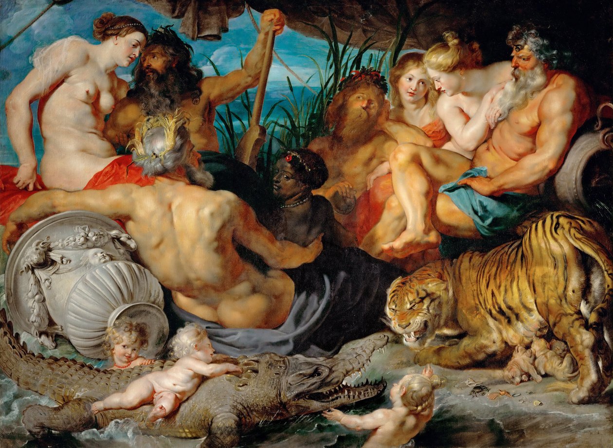 Paradisets fyra floder (De fyra kontinenterna) - Paradisets fyra floder (De fyra kontinenterna) - Pieter Paul Rubens (1577-1640). Olja på duk, ca. 1615. Mått: 208x283 cm. Konsthistoriska museet, Wien av Peter Paul Rubens