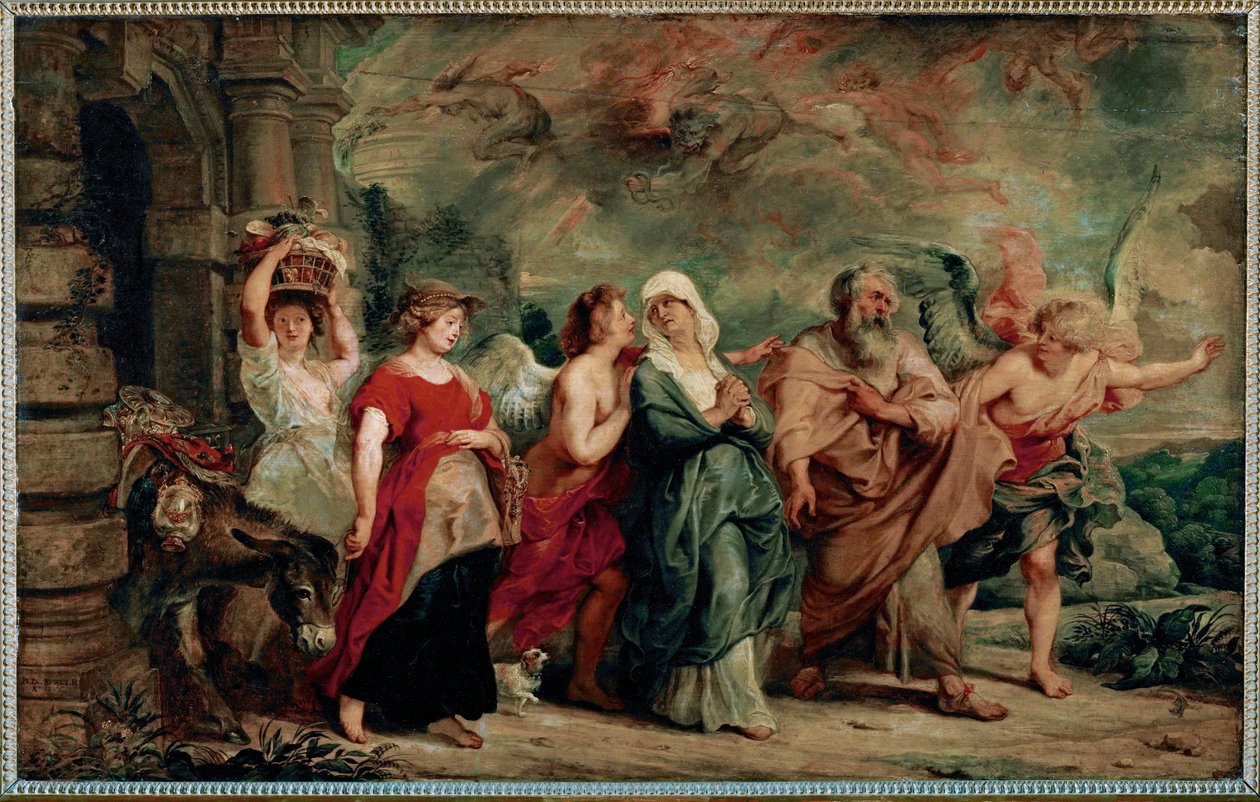 Lot och hans familj lämnar Sodom av Peter Paul Rubens