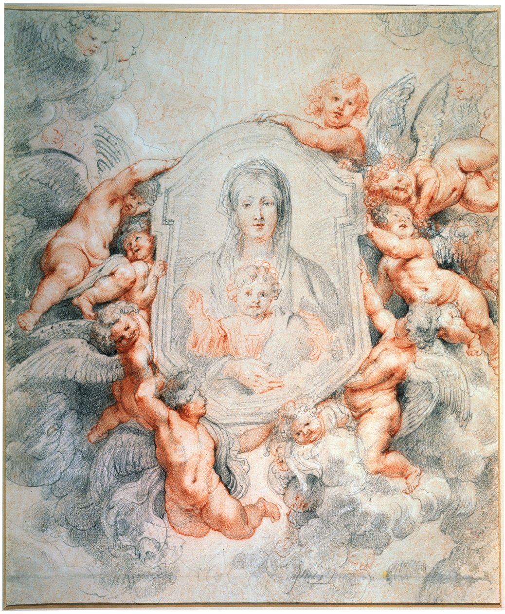 Madonna älskad av änglar Madonna della Vallicella, 1608. av Peter Paul Rubens