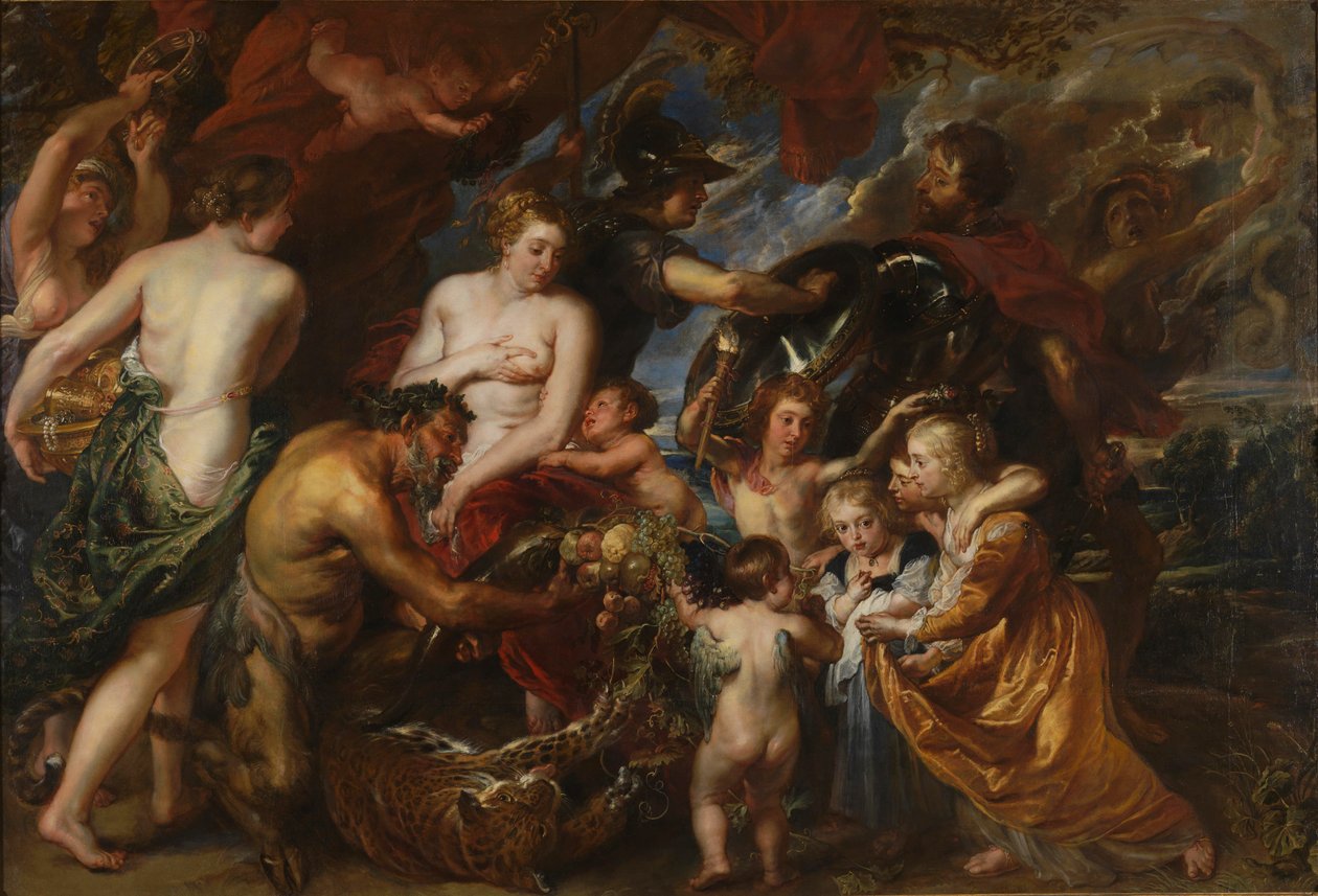 Fred och krig, Minerva som skyddar fred från Mars (olja på duk av Peter Paul Rubens