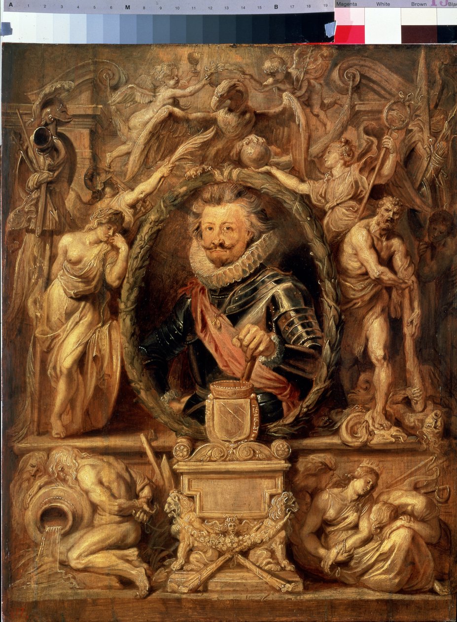 Porträtt av Charles Bonaventure de Longueval, Comte de Bucquoy (1571-1621) (Porträtt av Charles Bonaventure de Longueval, Comte de Bucqoy). Målning av Peter Paul (Pierre-Paul) Rubens (eller Peter Paul eller Petrus Paulus) (1577-1640). Olja på trä, 62 x 50  av Peter Paul Rubens