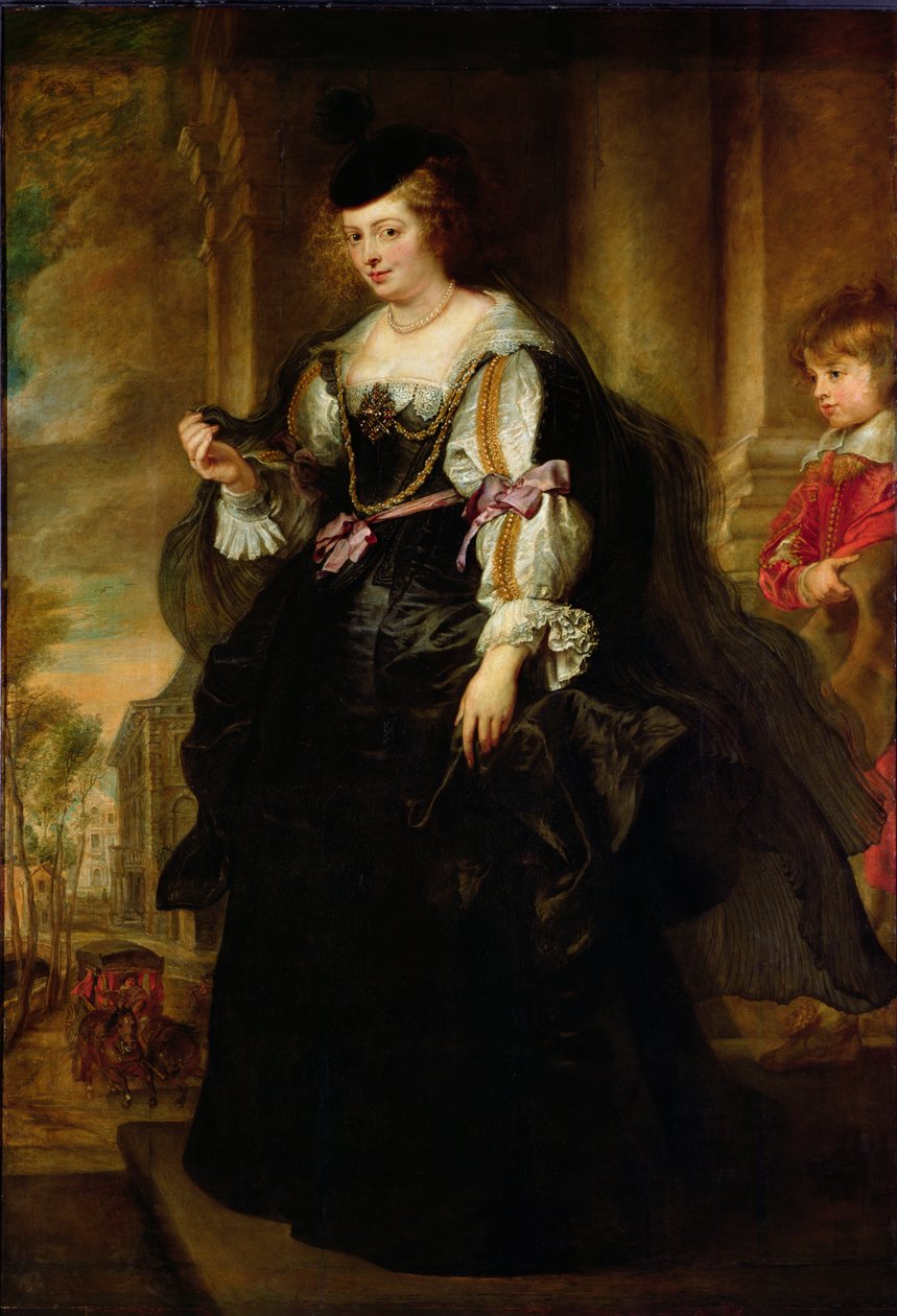 Porträtt av Helene Fourment med en vagn, ca 1639 av Peter Paul Rubens