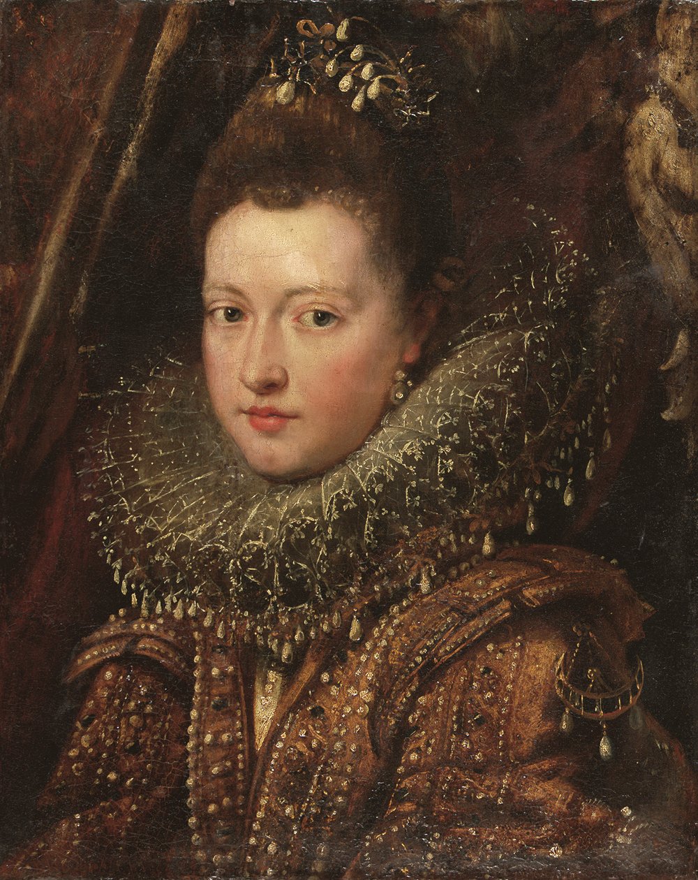 Porträtt av prinsessan Margherita Gonzaga i brösthöjd - ett fragment (olja på duk) av Peter Paul Rubens
