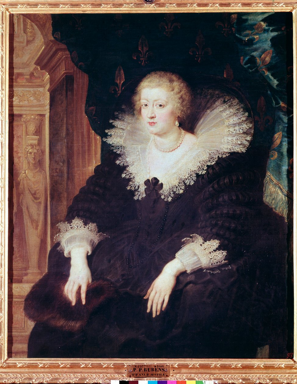 Porträtt av Frankrikes drottning Anne av Österrike (olja på duk av Peter Paul Rubens