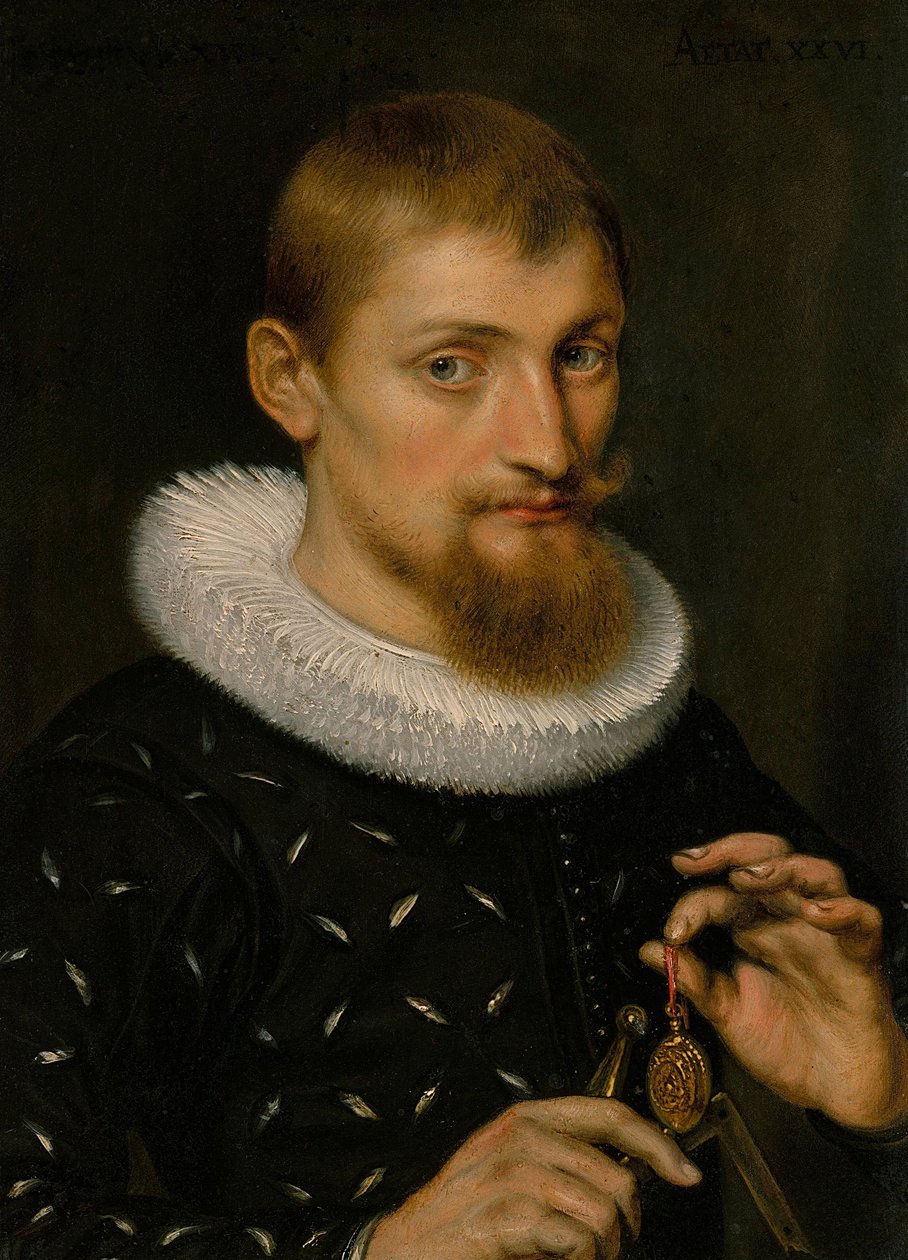 Porträtt av en man, möjligen en arkitekt eller geograf, 1597 (olja på koppar) av Peter Paul Rubens