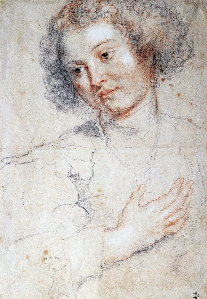 Porträtt av en kvinna (Studier för ett porträtt av Saint Apollonia) (ritning av Peter Paul Rubens