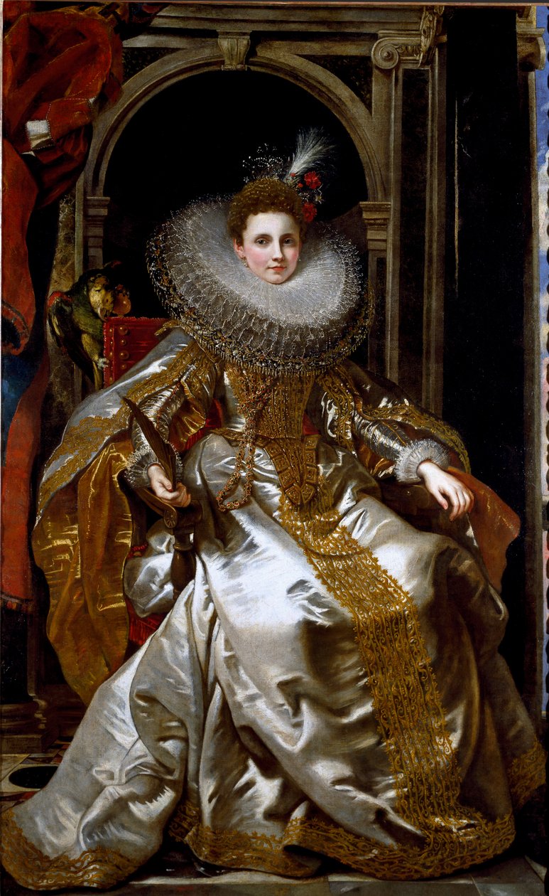 Porträtt av markisin Maria Serra Pallavicino (olja på duk av Peter Paul Rubens