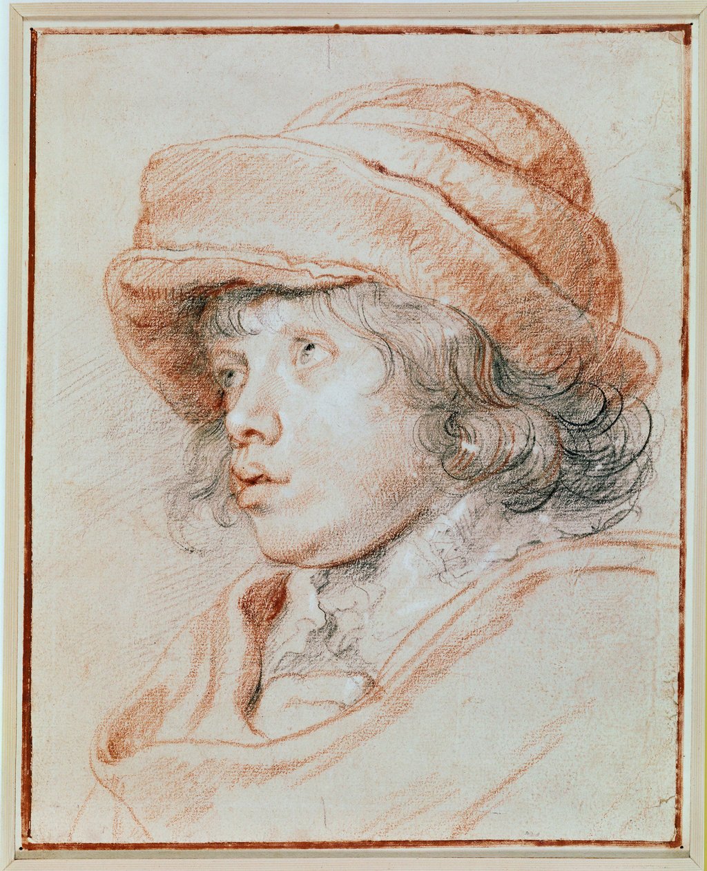Porträttstudie av sonen Nicolas (svart, röd och vit krita) av Peter Paul Rubens