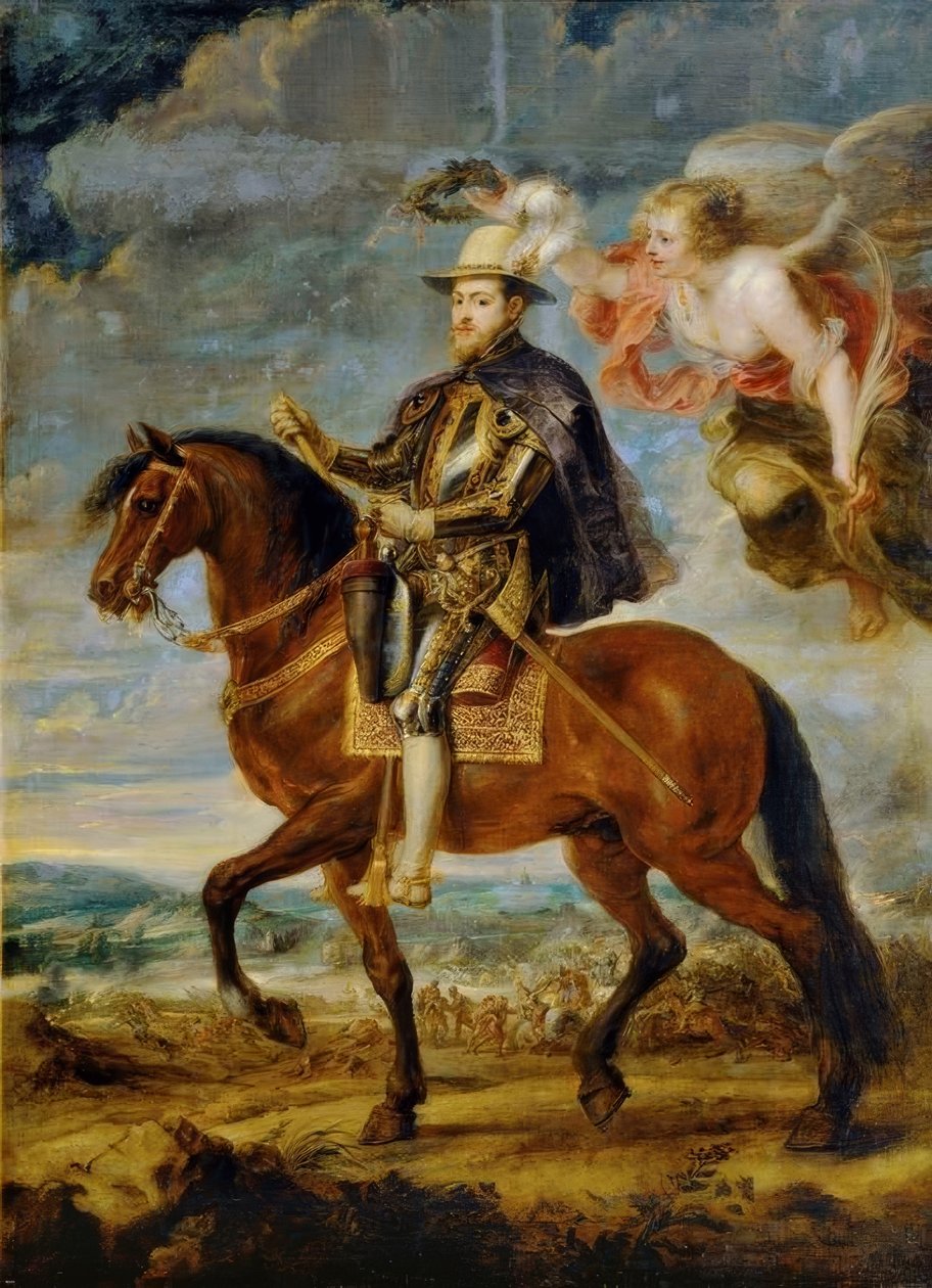 Ryttarporträtt av Filip II i slaget vid St. Quentin 1557 av Peter Paul Rubens