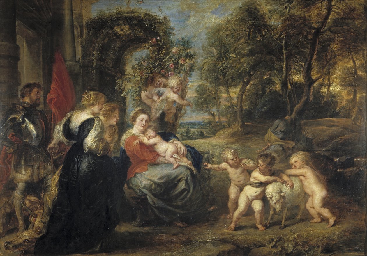 Vila på flykten till Egypten, med heliga, ca. 1635 av Peter Paul Rubens