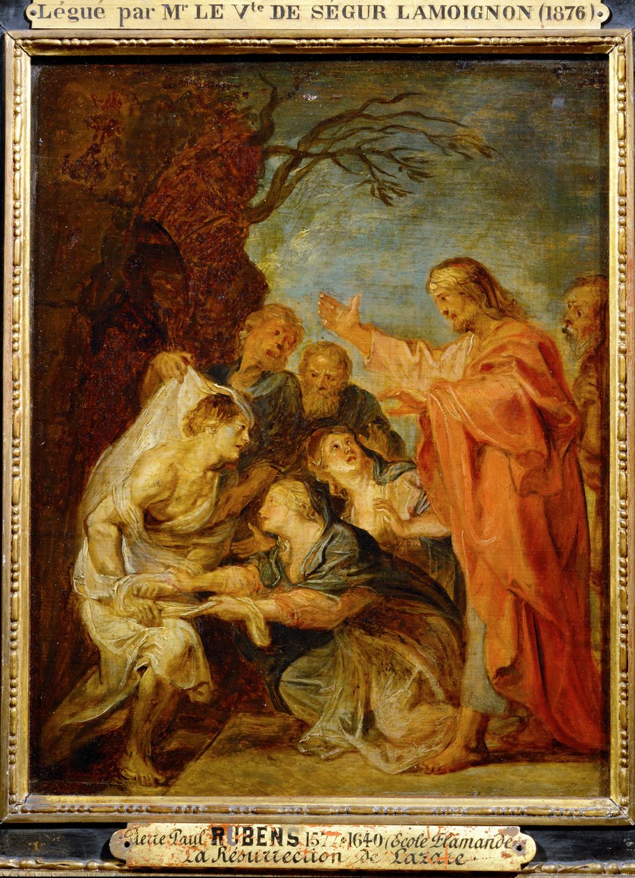 Lazarus uppståndelse, skiss till Berlin (målning på trä) av Peter Paul Rubens
