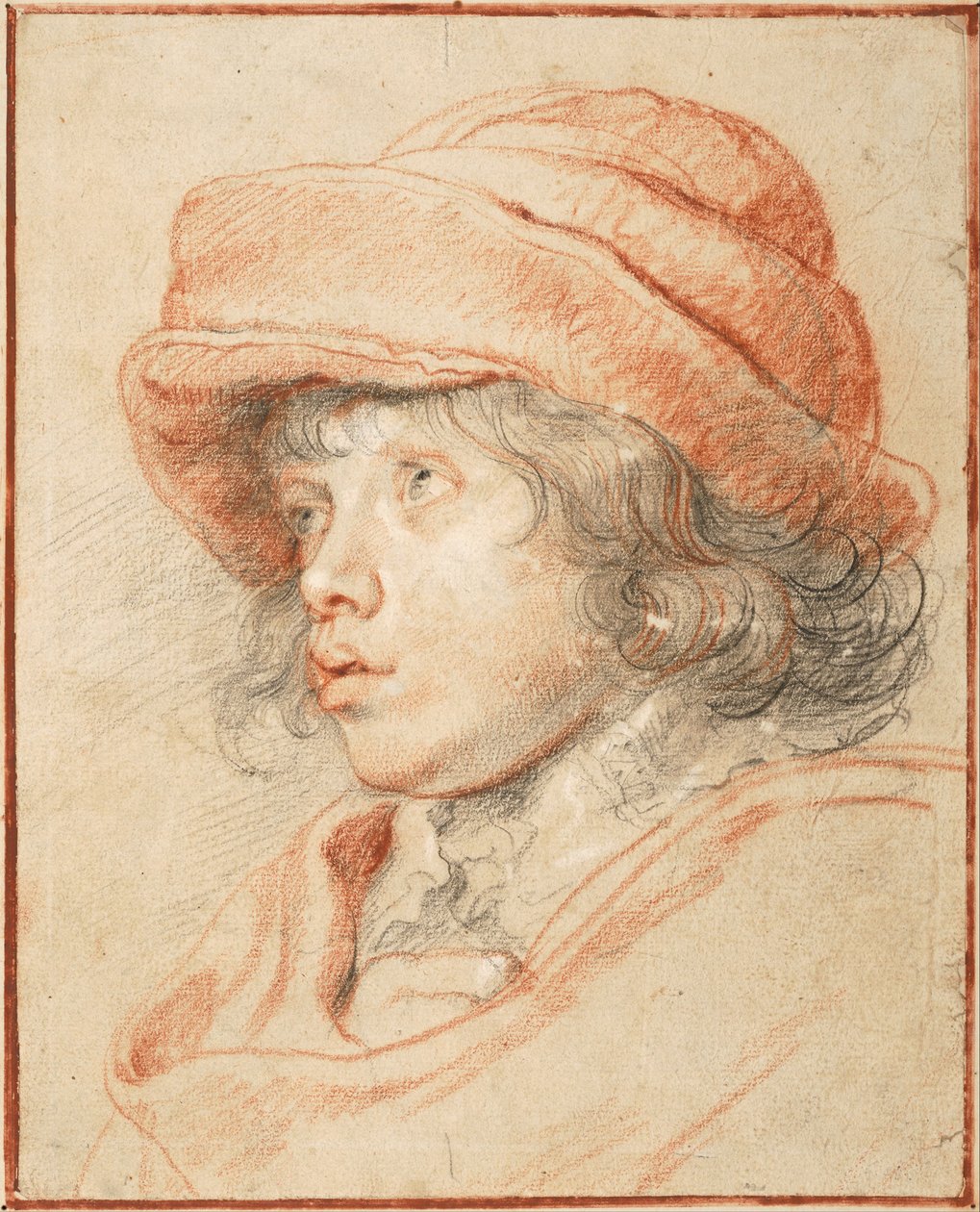Rubenss son Nicolaas med röd filtmössa, 1625-1627 av Peter Paul Rubens