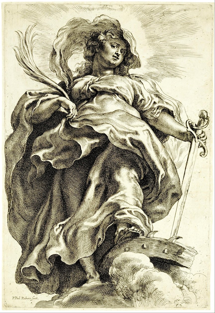 Den heliga Katarina av Alexandria i molnen av Peter Paul Rubens