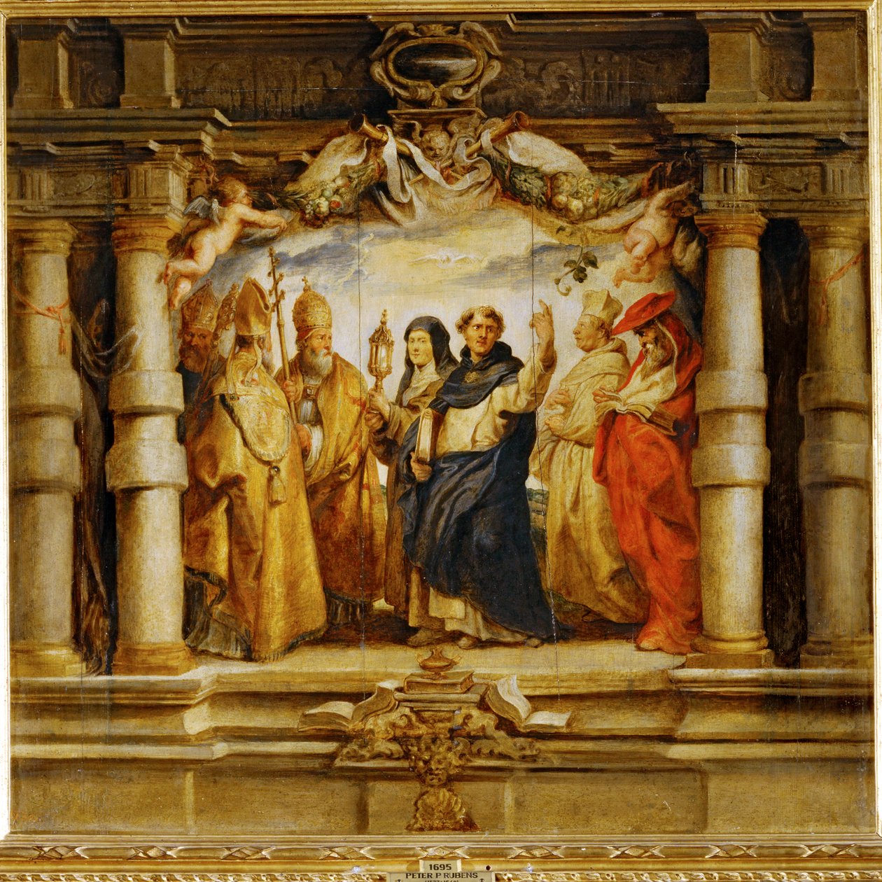 Sankta Clara mellan präster och kyrkofäder (målning) av Peter Paul Rubens